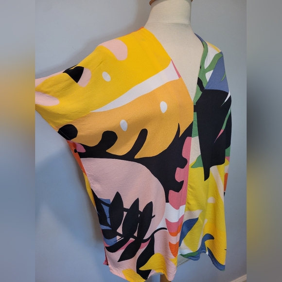 Karlie Tropical Colorful Palm Print Oversized Tunic Top SZ S - Picture 3 of 10
